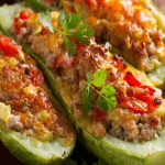 Abobrinha recheada com carne moída