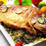 Pacu Assado na Brasa Recheado com Farofa de Couve