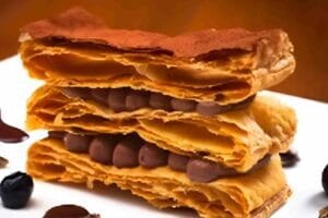 Mil-folhas de brigadeiro com crocante de chocolate belga