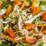 Salada fria de frango desfiado