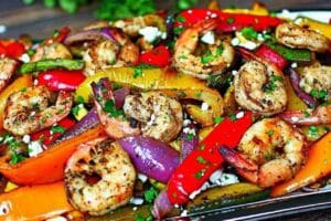 Camarão na Chapa com Legumes