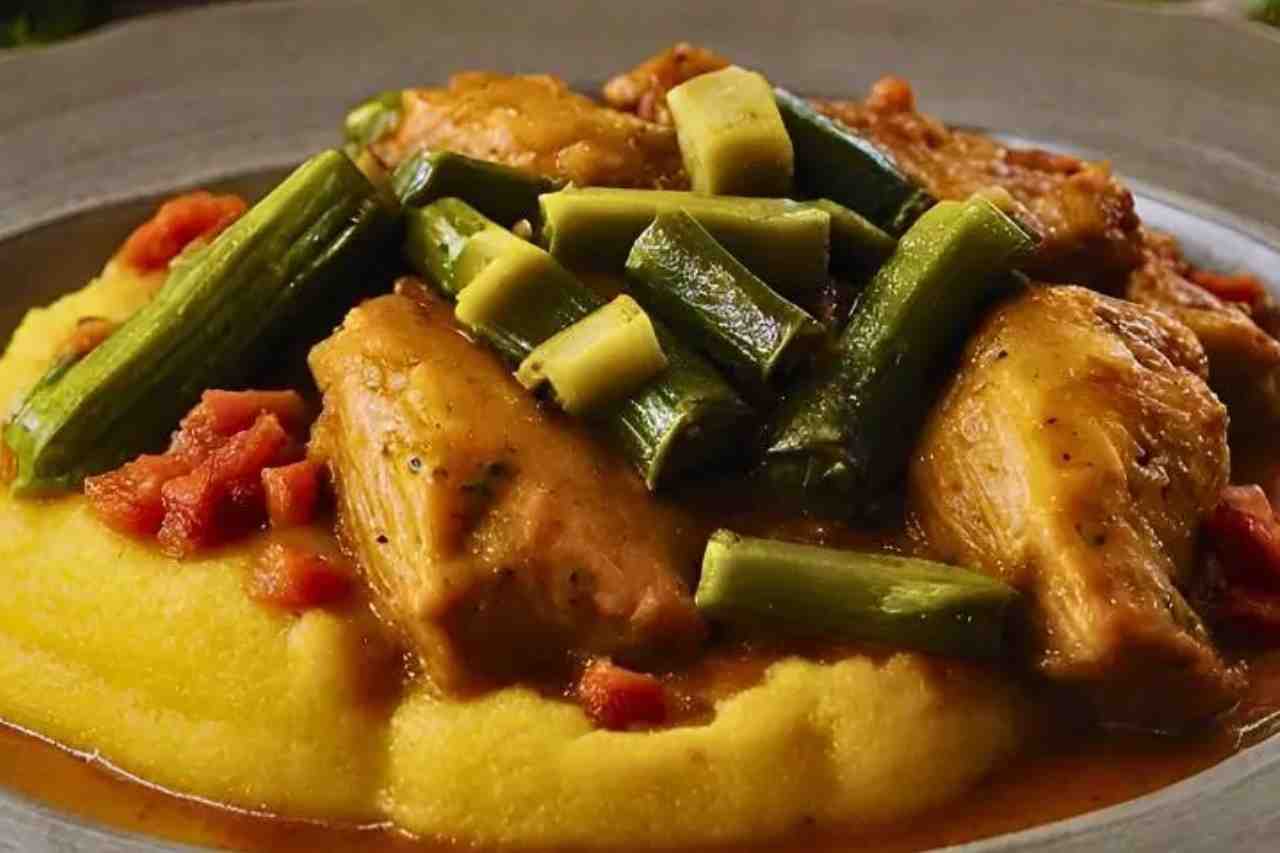 Receita de Frango com Quiabo e Polenta