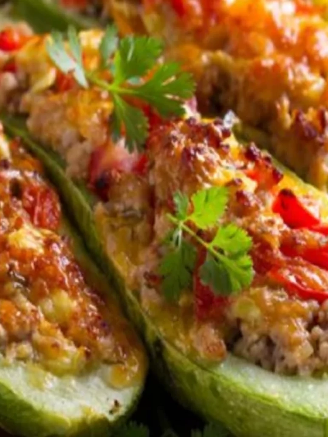 Abobrinha recheada com carne moída