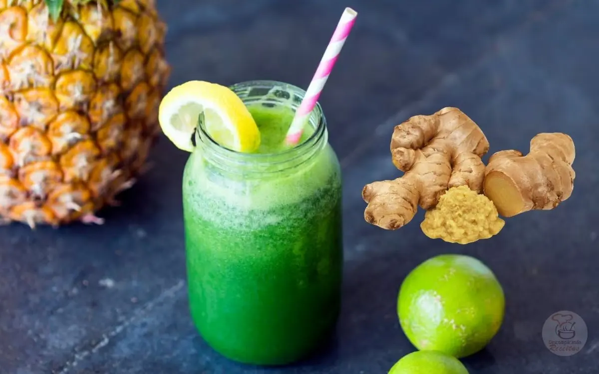 Suco Detox Verde com Abacaxi e Gengibre 1 Suco Detox Verde com Abacaxi e Gengibre