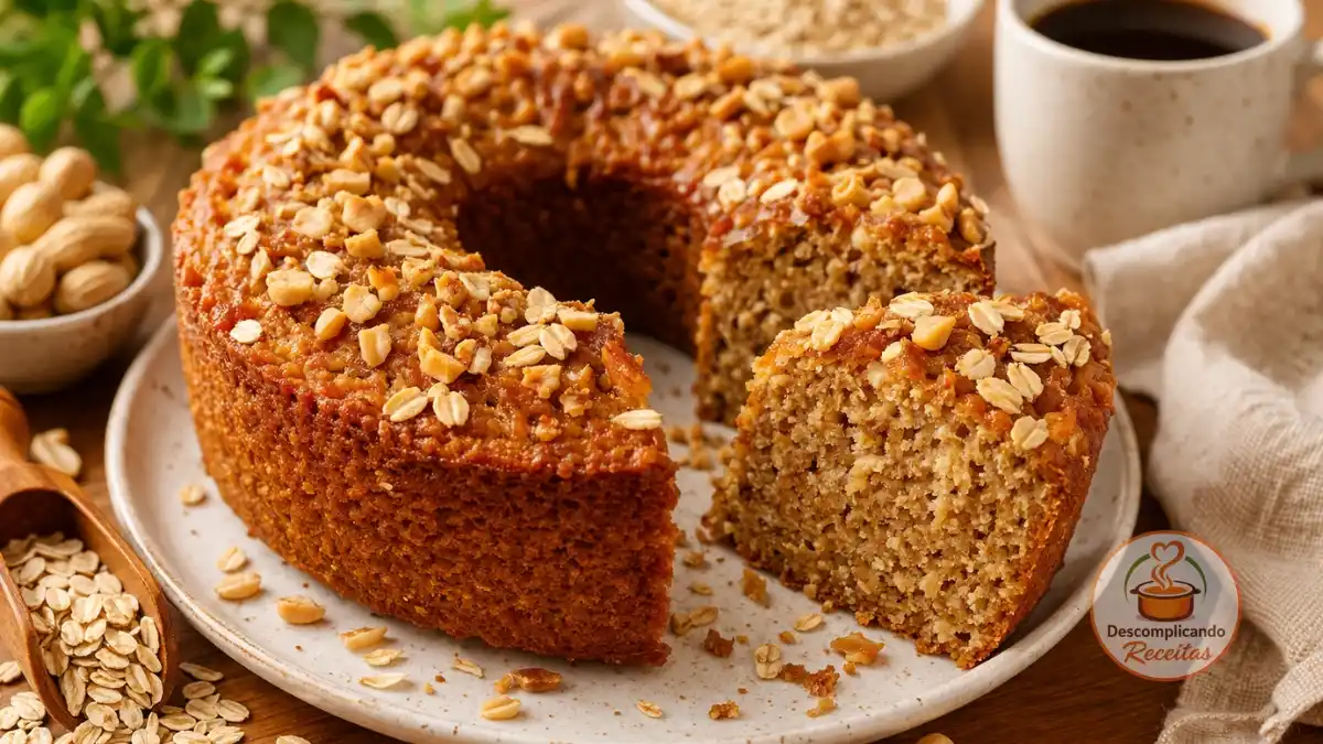 Bolo de Amendoim e Aveia Fit que Vicia