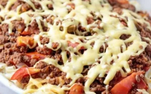 Macarrão de Forno com Molho Bolonhesa e Creme de Queijo