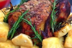 Peru Seara com chutney de abacaxi