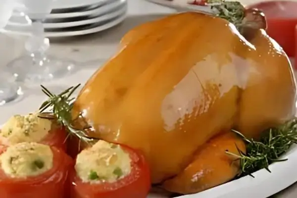 Receita de Chester Assa Fácil com Tomates Recheados