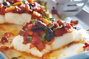 Bacalhau de forno com cobertura picante
