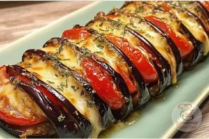 Berinjelas Assadas com Tomates e Queijo