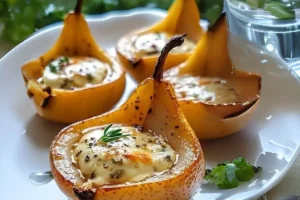 Peras Assadas com Gorgonzola e Mel