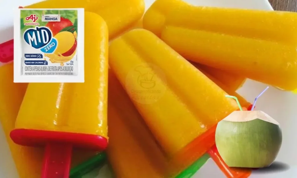 Aprenda a Fazer um Delicioso Picolé de Água de Coco com Suco Mid Zero de Manga