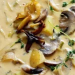 Sopa de cogumelos e alho-poró