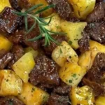 Carne com Mandioca na Manteiga de Alho