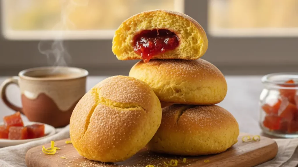 Pãozinho de Fubá Recheado com Goiabada