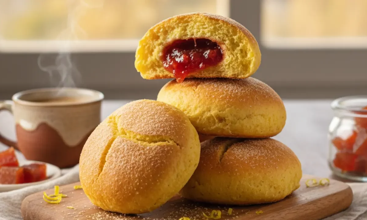 Pãozinho de Fubá Recheado com Goiabada