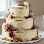 Bolo de Casamento Vegano com Cobertura de Cream Cheese de Castanhas