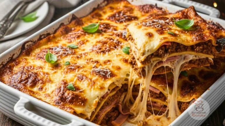 Lasanha de Carne Moída com Queijo e Presunto
